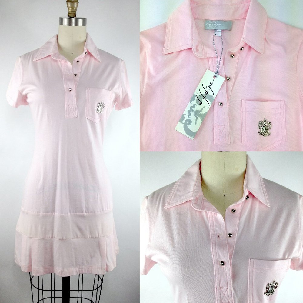 Light Pink Tennis Dress Pleated Skirt Silver